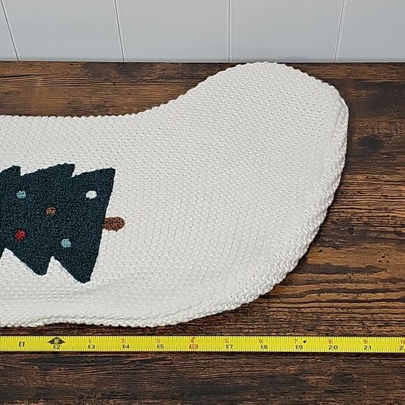 The Farmhouse by Rachel Ashwell Knit Christmas Stocking NWOT Tree White Fur Trim - Picture 7 of 8